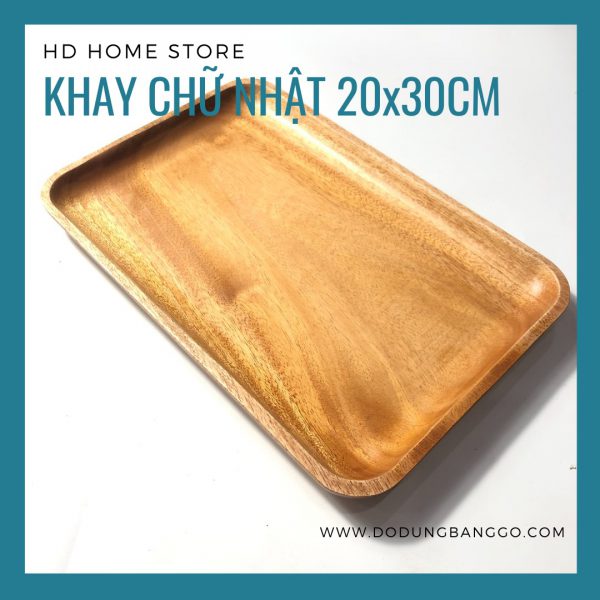 Khay trà gỗ xà cừ nguyên khối 20x30cm Khay chu nhat 20x30cm