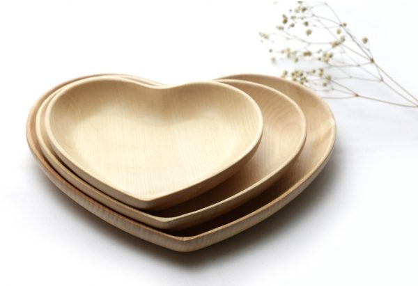 Đĩa gỗ hình trái tim 17x21cm khay hinh trai tim go beech 8